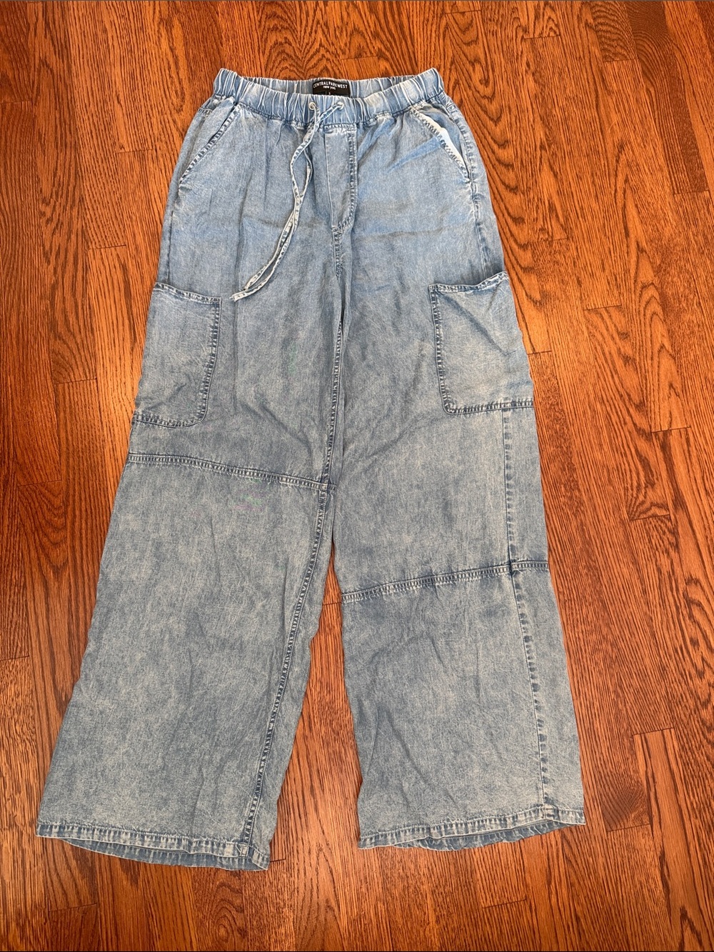 Central Park West Light Blue Wide-Leg Denim Jeans